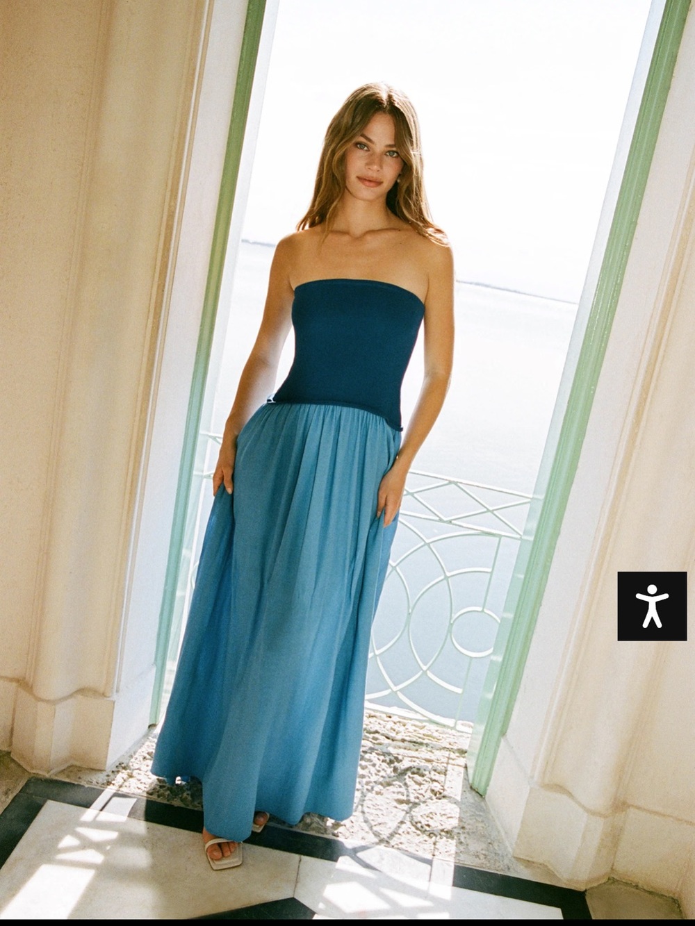 SOLID & STRIPED French Blue Strapless Soglio Dress